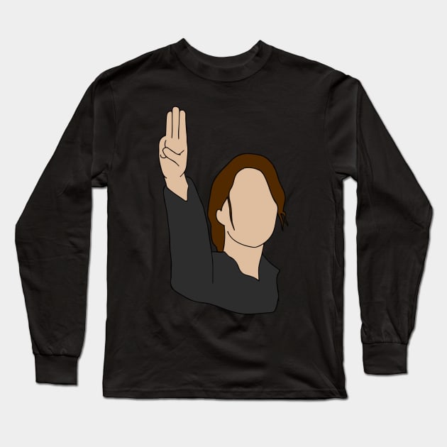 Katniss Mockingjay Salute -  Hunger Games Long Sleeve T-Shirt by maya-reinstein